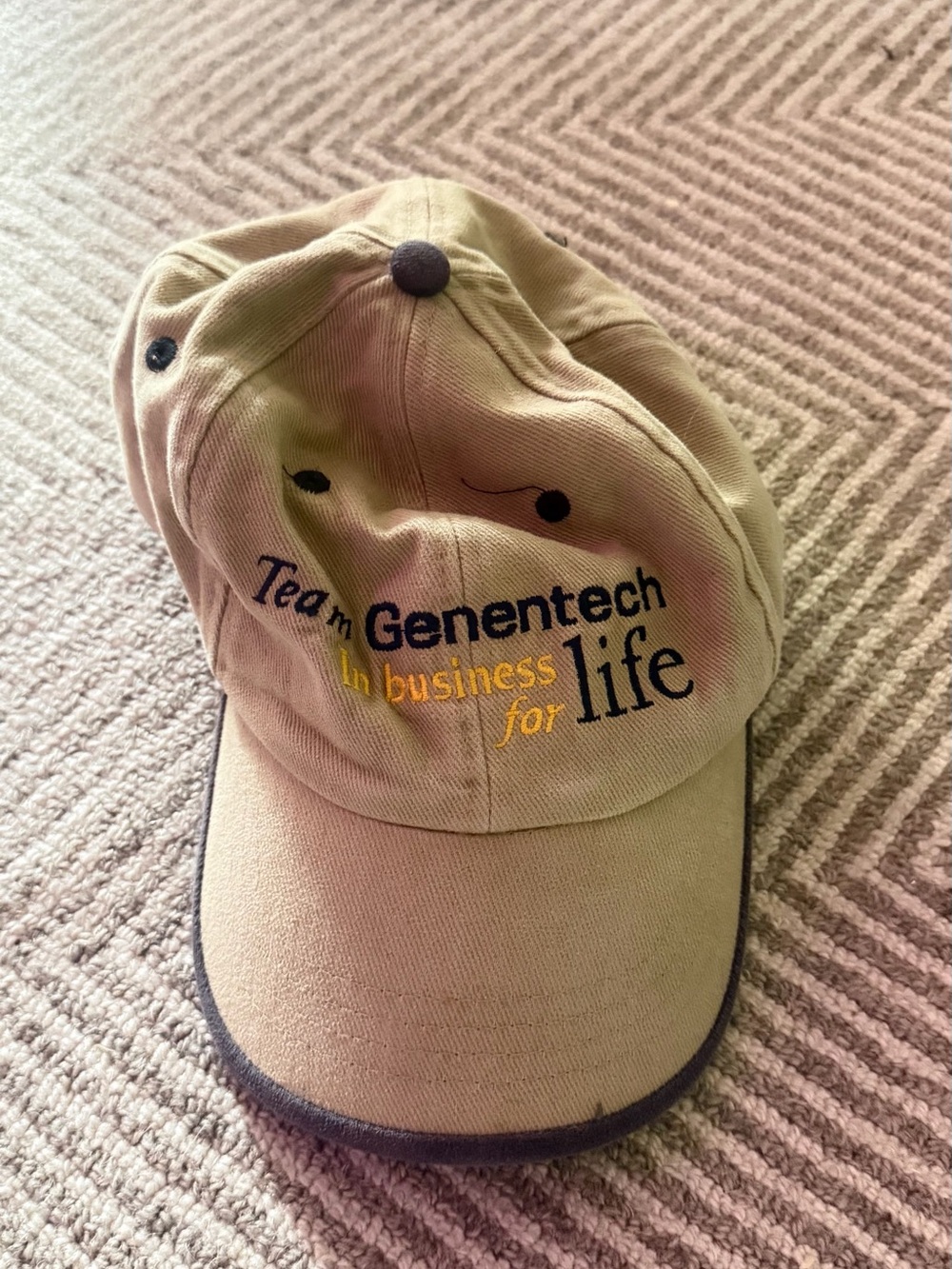 Vintage Genentech  'In Business for Life' Khaki Baseball Cap